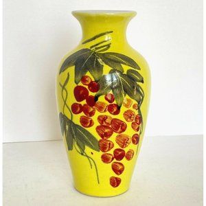 Vintage MCM Berry or Grape Cluster Yellow Mid Century Modern Vase 6" Tall